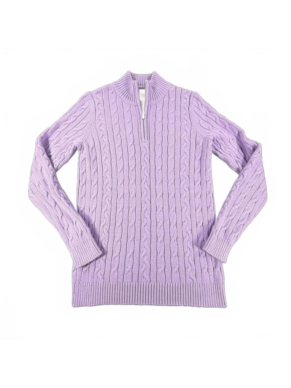 Tommy Bahama Women’s Cable-Knit Sweater Size M Lavender Cotton-Cashmere Blend